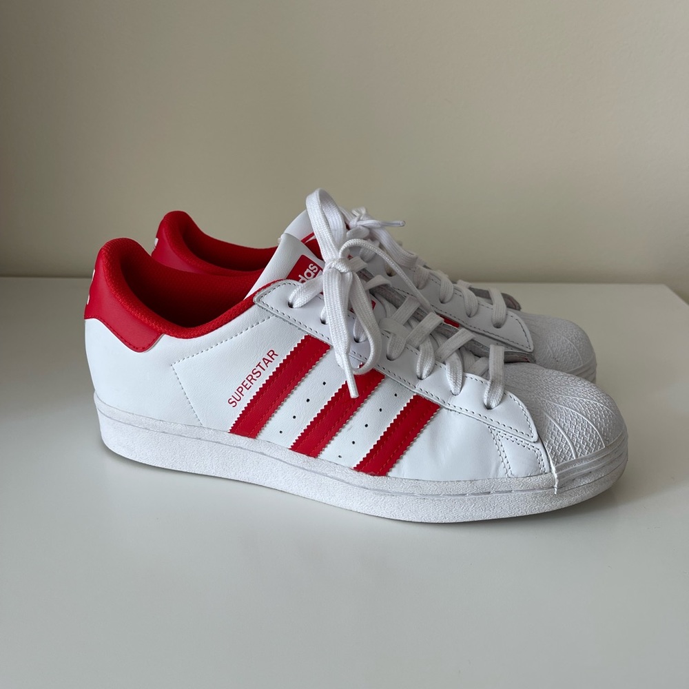 Adidas Superstars White/Vivid Red Excellent Condition